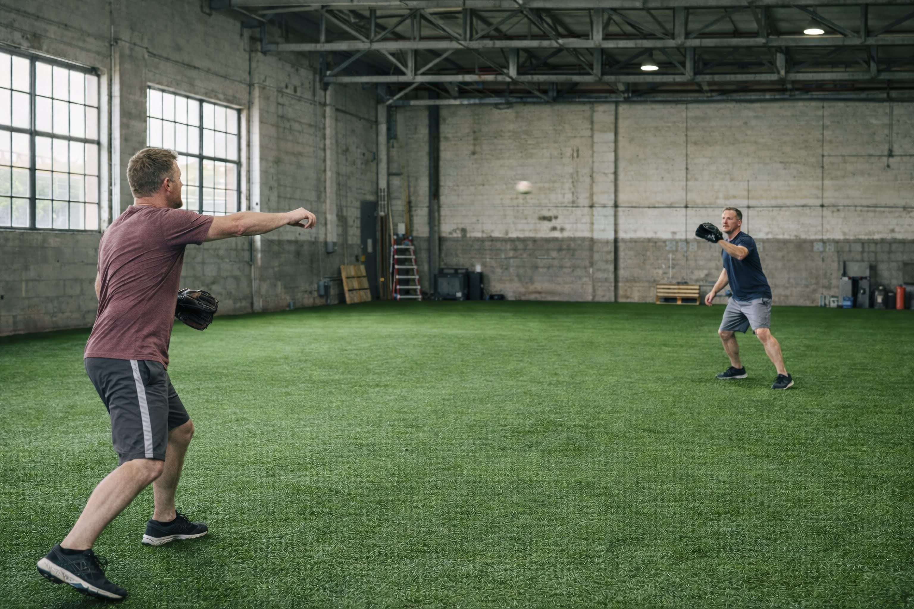 Two guys playing catch
